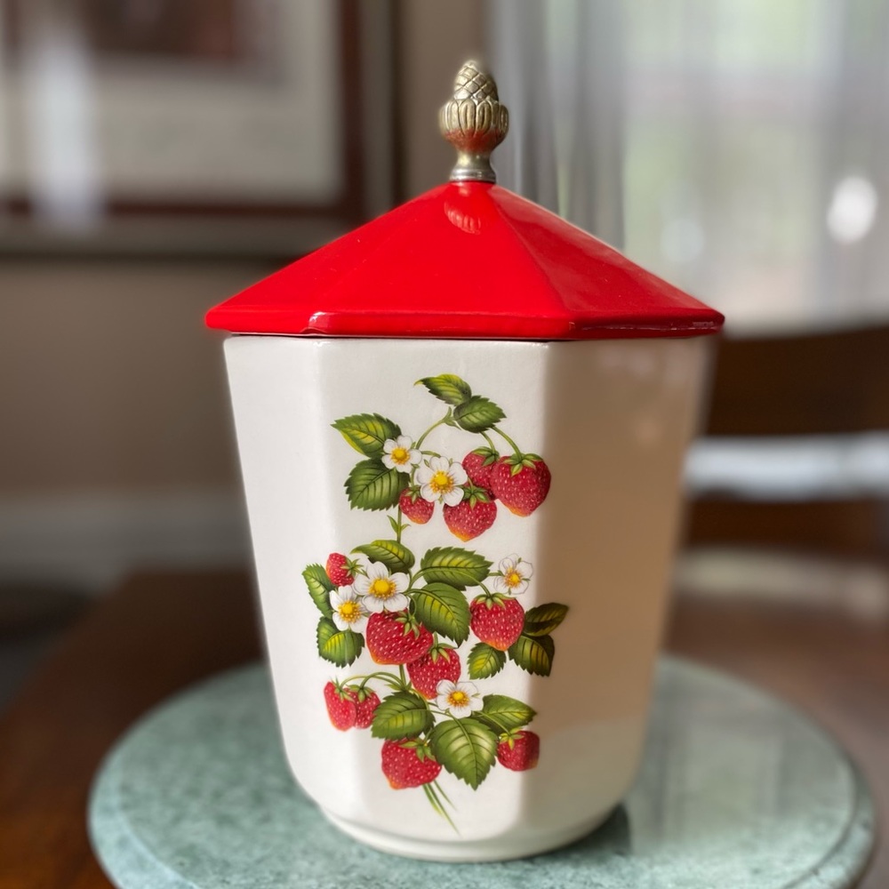 Retro 70s Strawberry Ceramic Canister